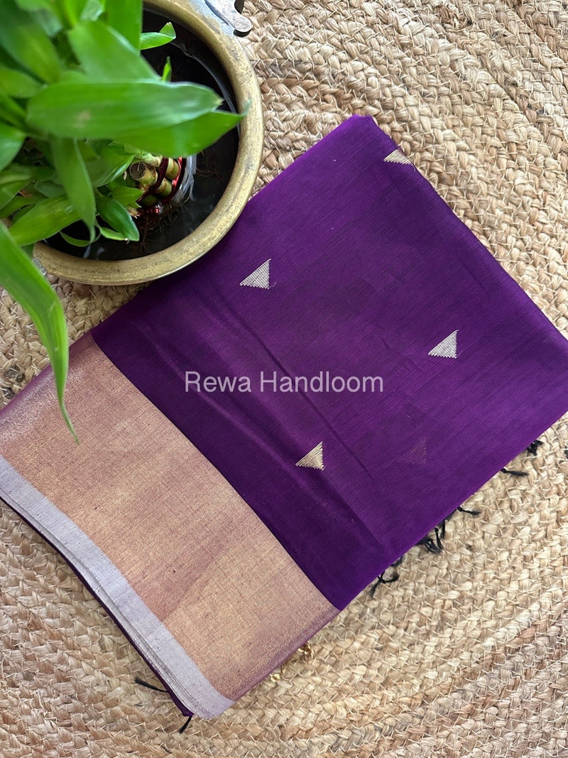 Purple Zari Butti Maheshwari Saree SB0111