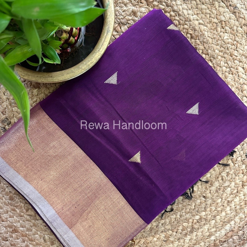 Purple Zari Butti Maheshwari Saree SB0111