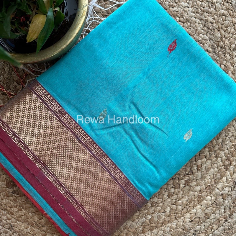  Butta Pallu Zari Border Maheshwari Saree