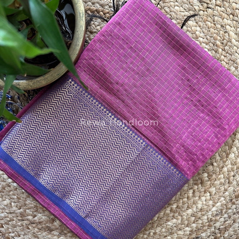 Maheshwari Onion Pink Skirt Checks Saree SCS014