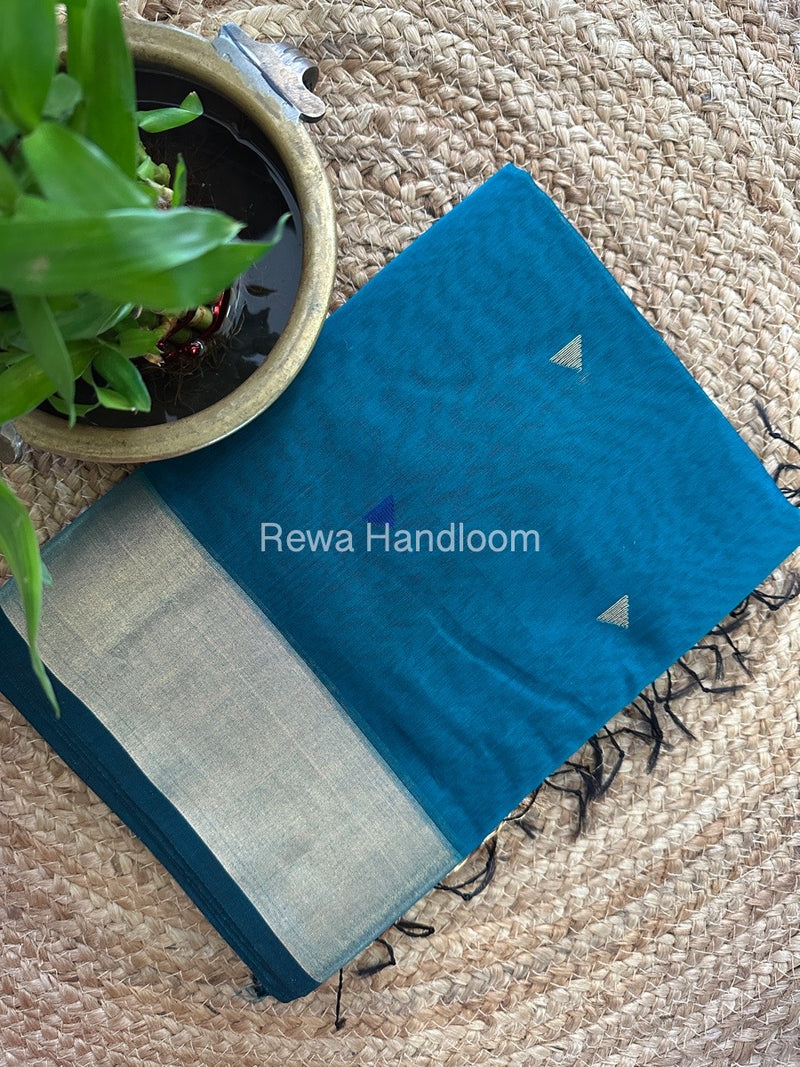 Rama Green Zari Butti Maheshwari Saree SB0109