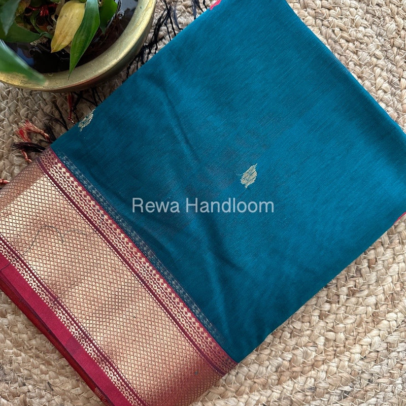  Butta Pallu Zari Border Maheshwari Saree