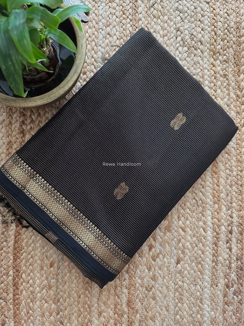 Maheshwari Black Tissue Butti Saree NFBS05