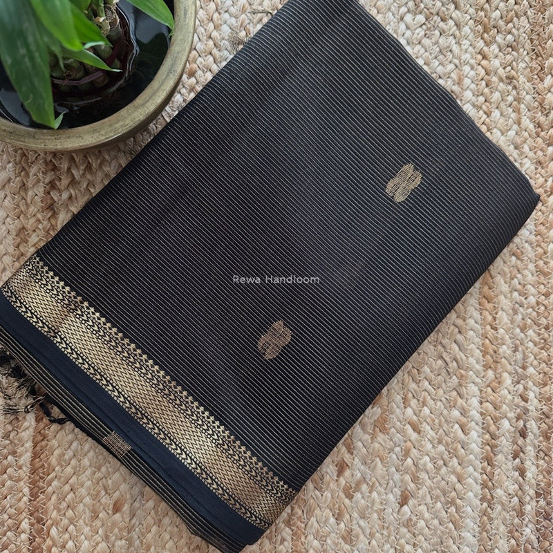 Maheshwari Black Tissue Butti Saree NFBS05