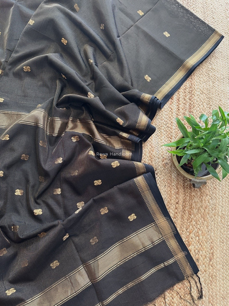 Maheshwari Black Tissue Butti Saree NFBS05