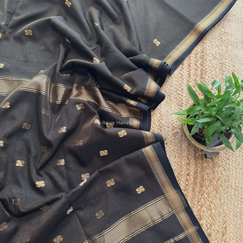 Maheshwari Black Tissue Butti Saree NFBS05