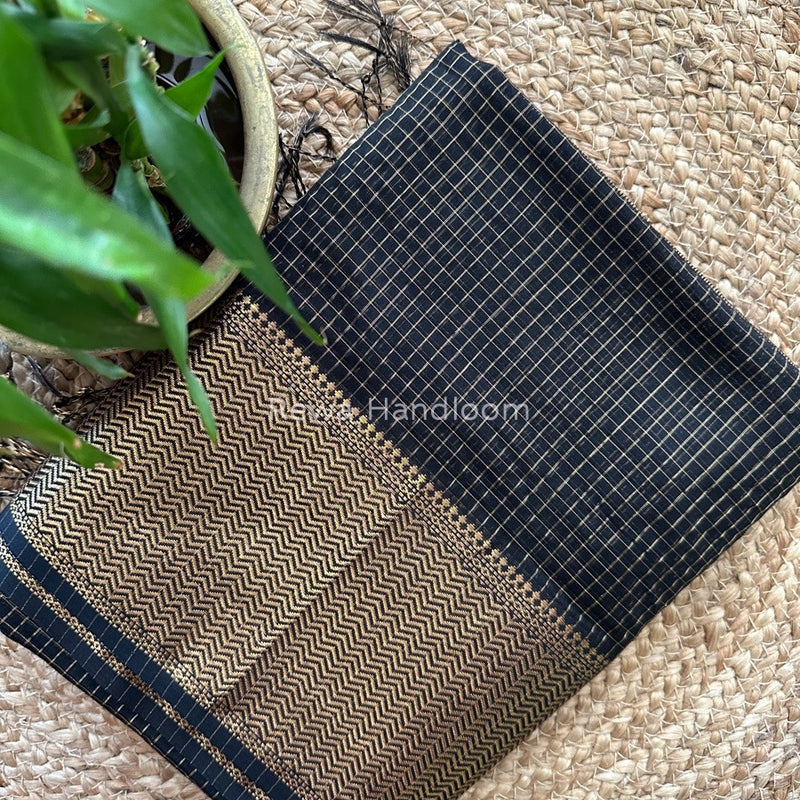 Maheshwari Black Skirt Checks Saree SCS012