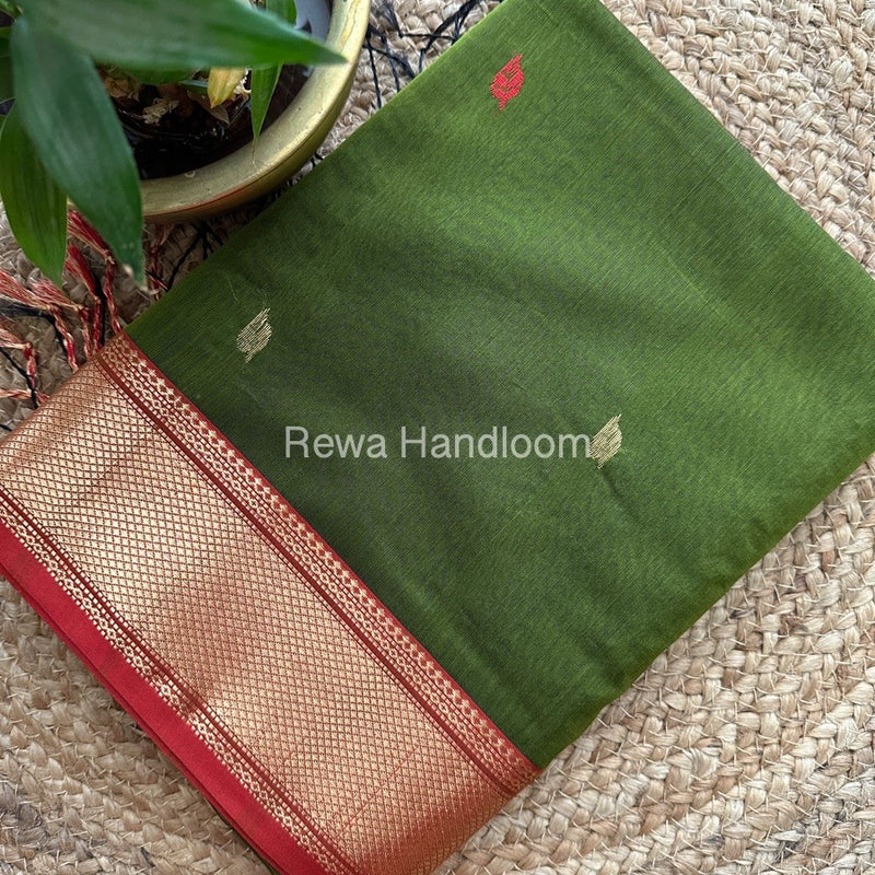  Butta Pallu Zari Border Maheshwari Saree