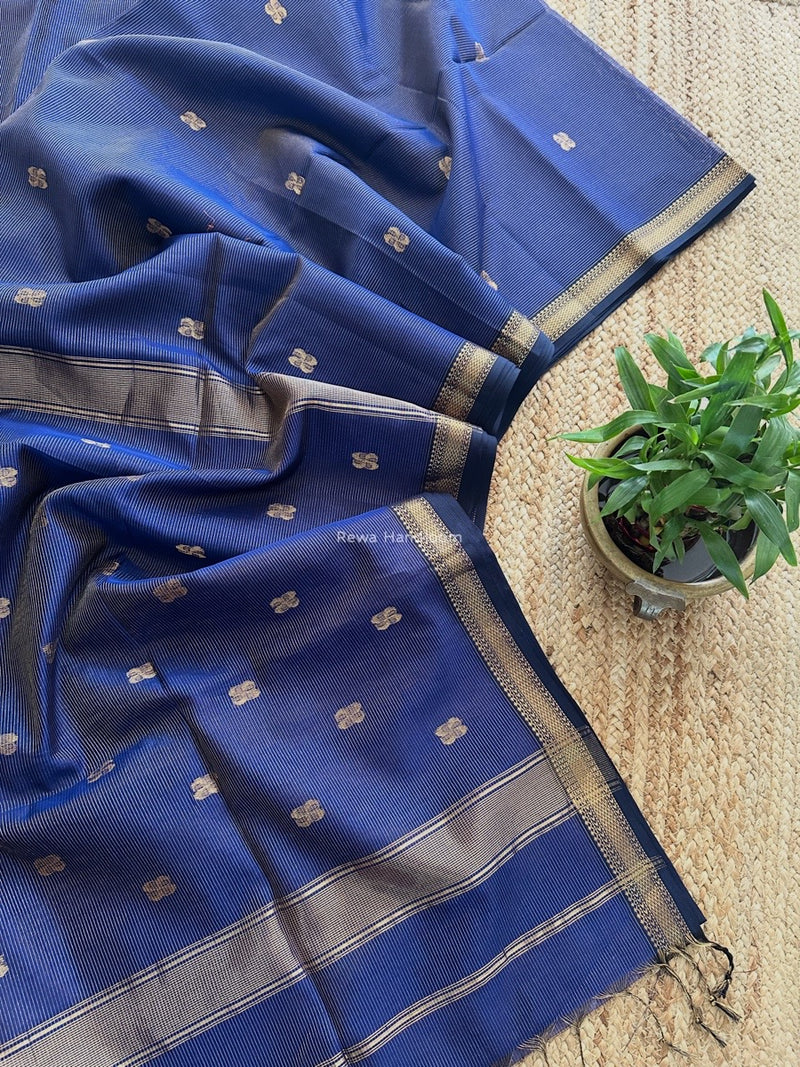 Maheshwari Blue Tissue Butti Saree NFBS04