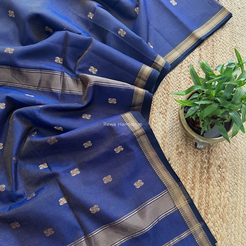 Maheshwari Blue Tissue Butti Saree NFBS04