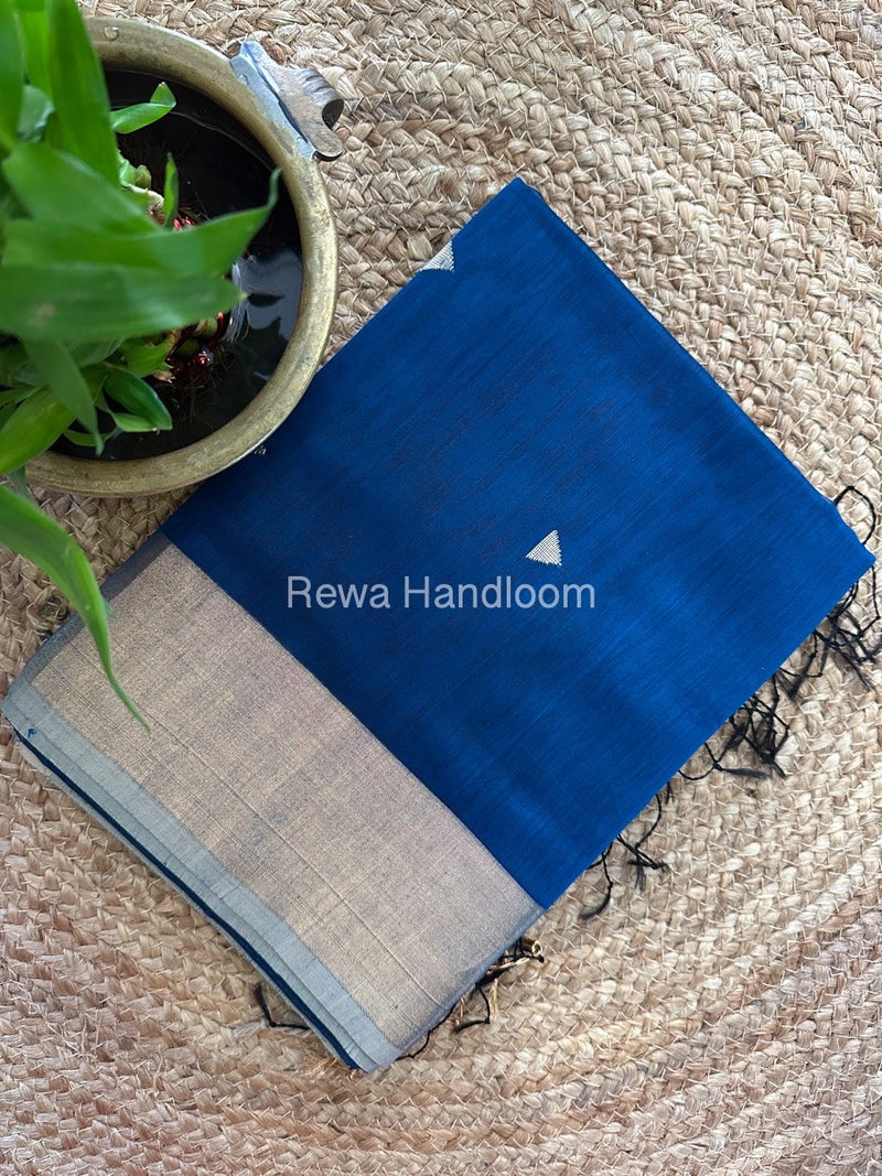 Blue Zari Butti Maheshwari Saree SB0110