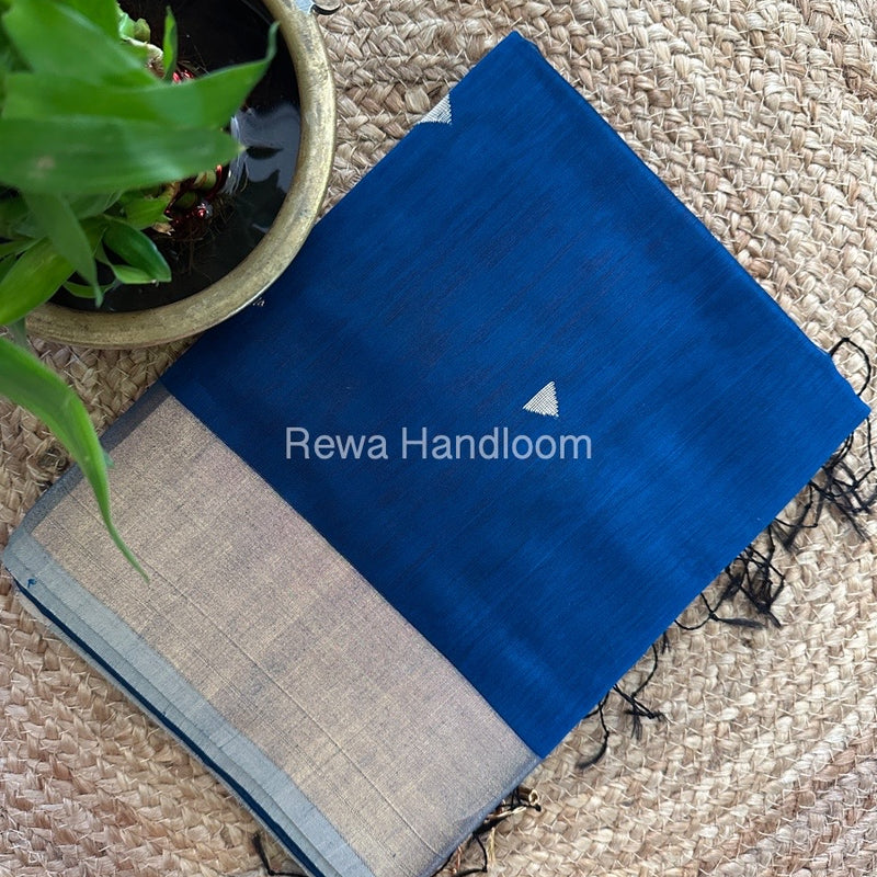 Blue Zari Butti Maheshwari Saree SB0110