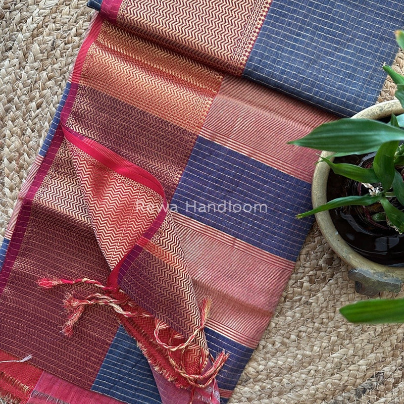 Maheshwari Zari Skirt Checks Saree