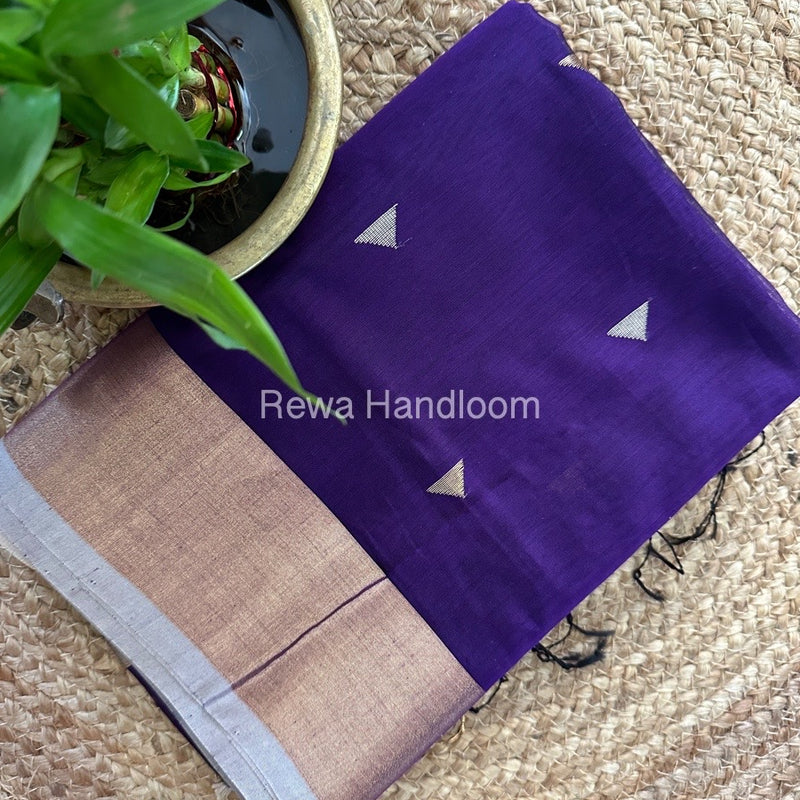 Purple Zari Butti Maheshwari Saree SB0115