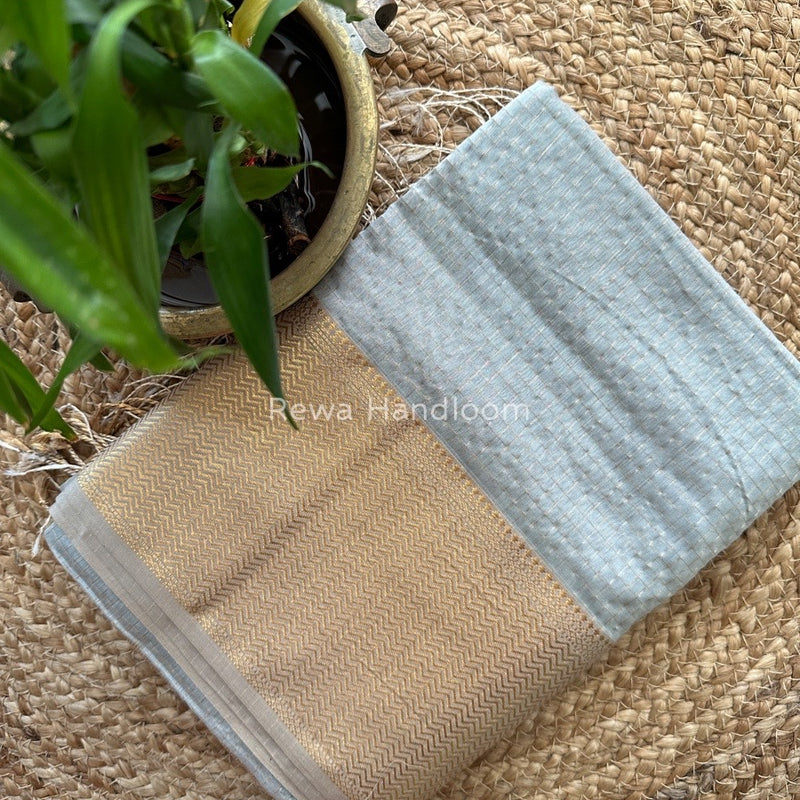 Maheshwari Grey Skirt Checks Saree SCS017