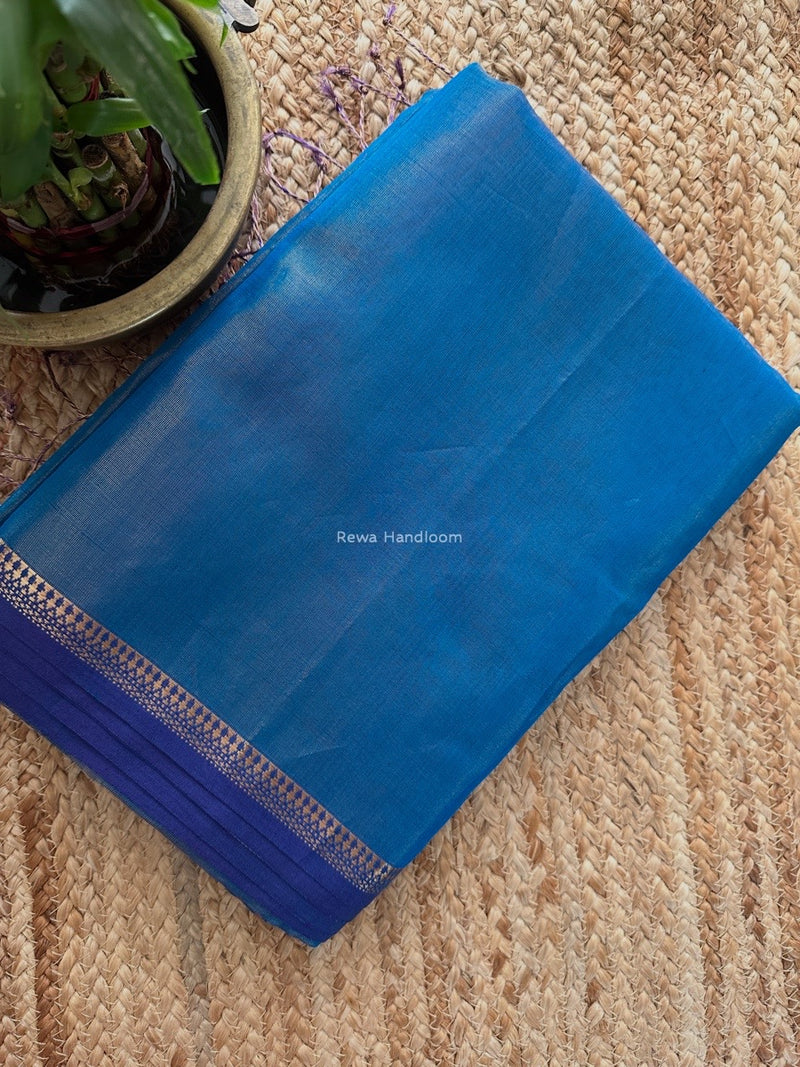 Maheshwari Ink Blue Tissue Silk Saree TB021