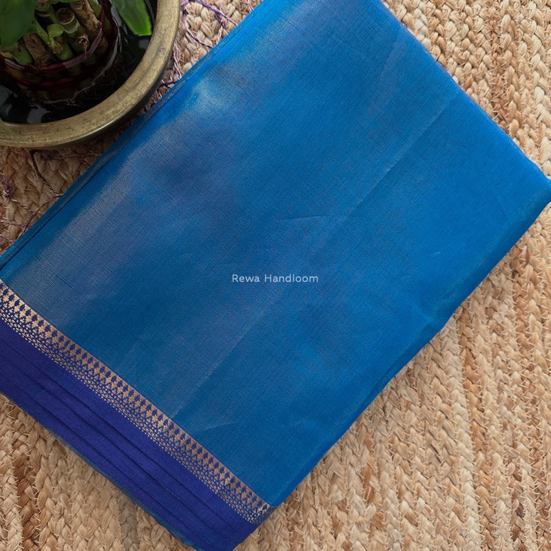 Maheshwari Ink Blue Tissue Silk Saree TB021