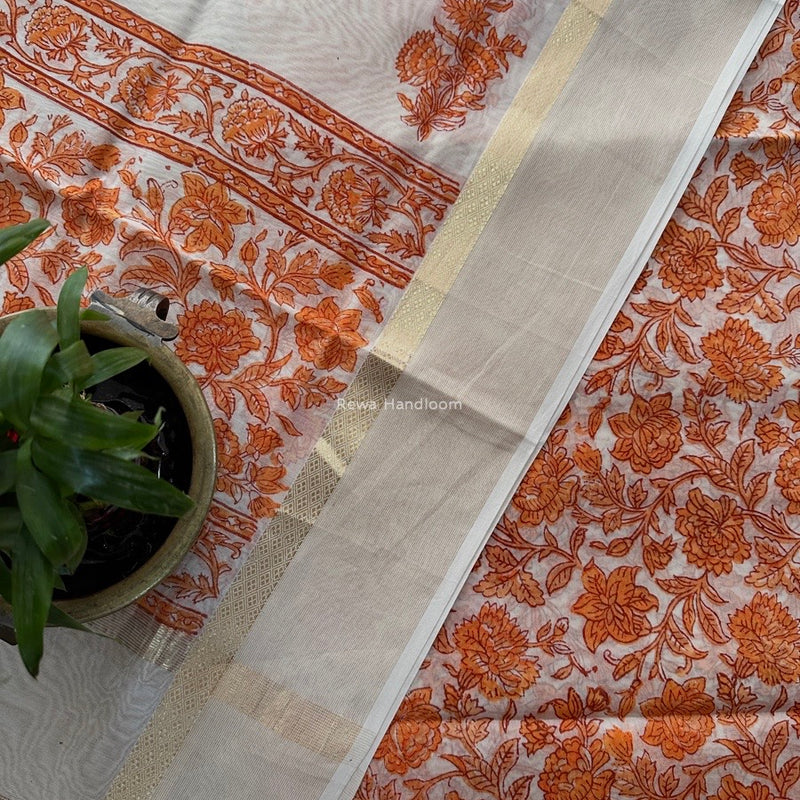 Maheshwari Handblock Print Top-Dupatta