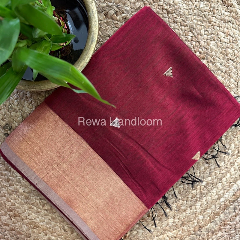 Maroon Zari Butti Maheshwari Saree SB0108