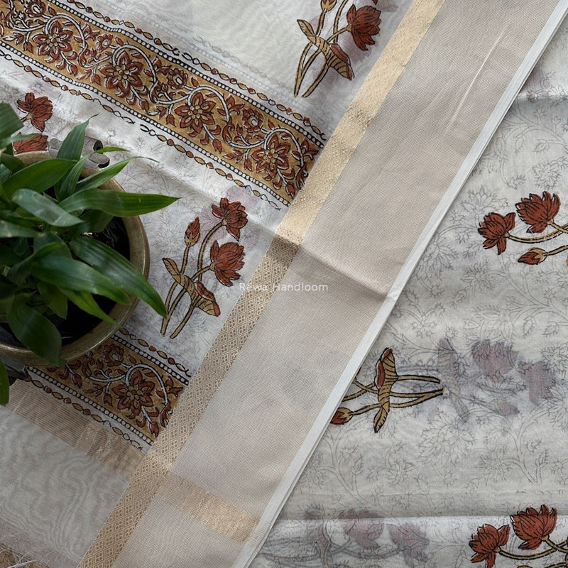 Maheshwari Handblock Print Top-Dupatta