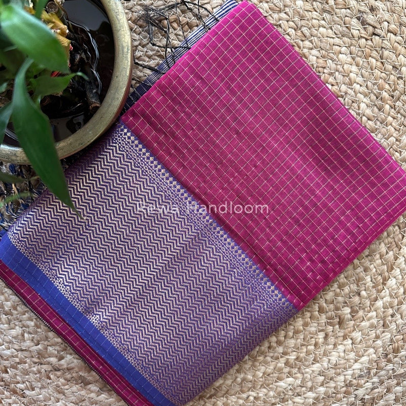 Maheshwari Magenta Skirt Checks Saree SCS020