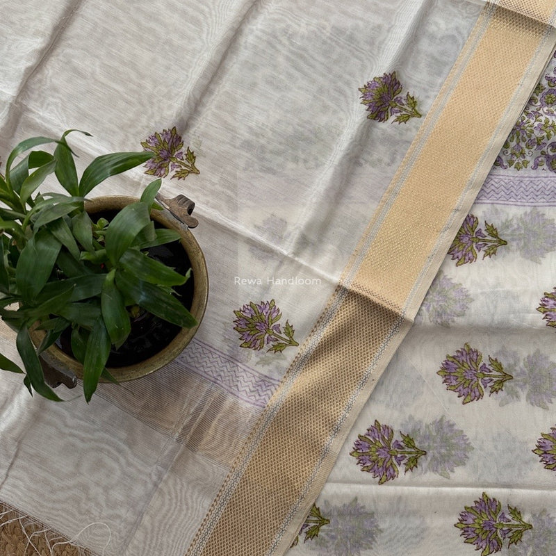 Maheshwari Handblock Print Top-Dupatta 