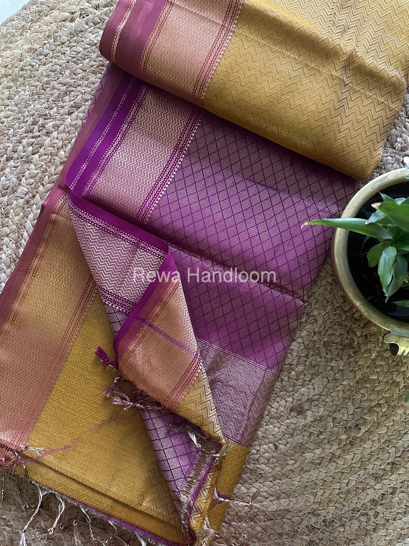 Maheshwari Golden Yellow 4 Pedal Tissue Saree FBS09