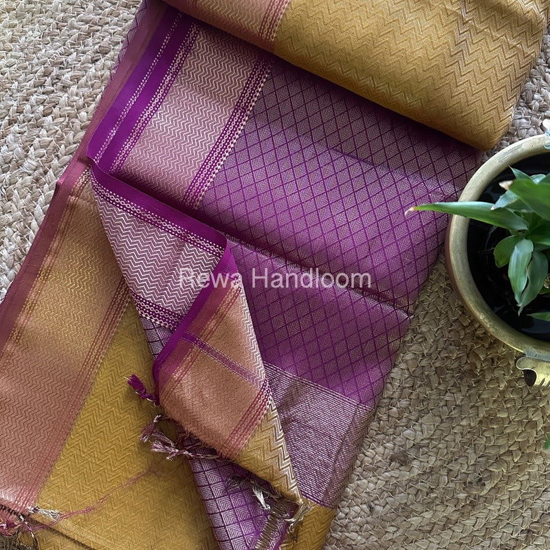 Maheshwari Golden Yellow 4 Pedal Tissue Saree FBS09