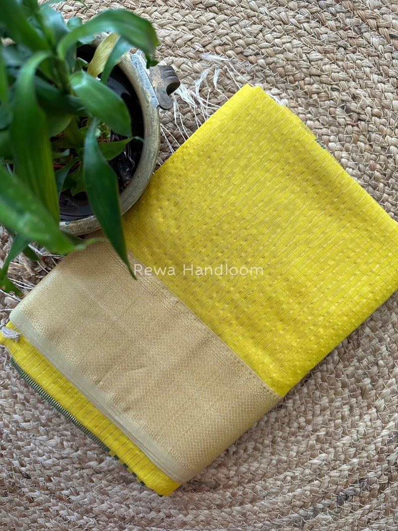 Maheshwari Yellow Zari Skirt Checks Saree SCS04