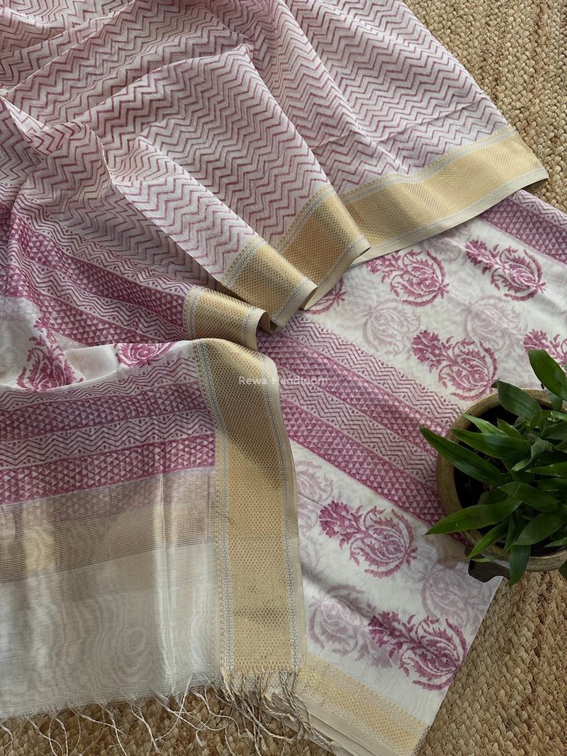 Maheshwari Handblock Print Top-Dupatta 