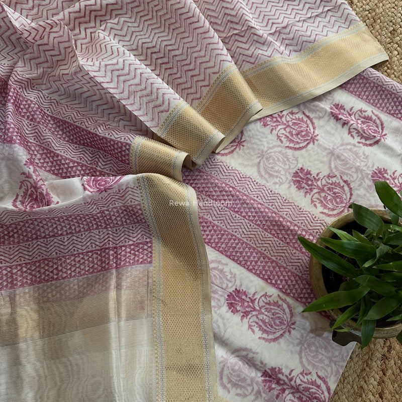 Maheshwari Handblock Print Top-Dupatta 