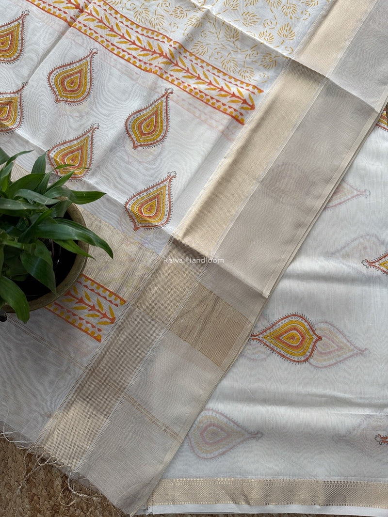 Maheshwari Handblock Print Top-Dupatta