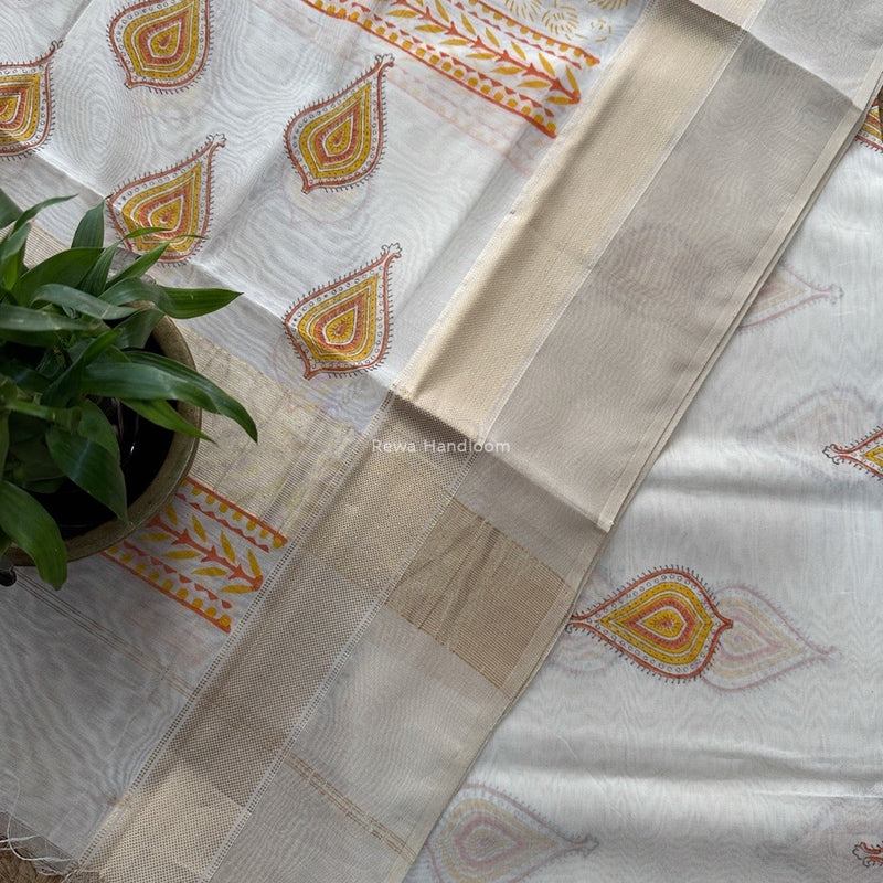 Maheshwari Handblock Print Top-Dupatta