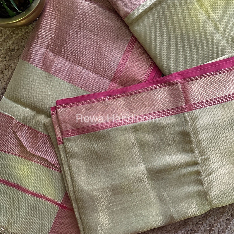 Maheshwari Light Pista Green 4 Pedal Tissue Saree FBS013