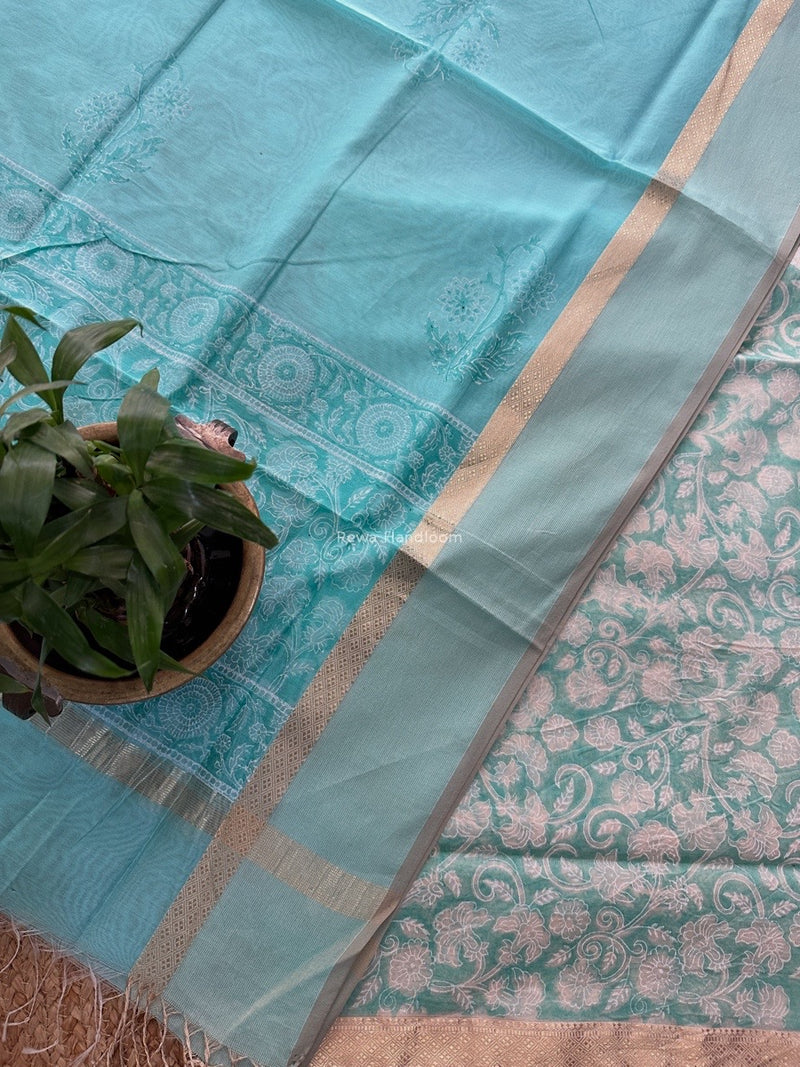 Maheshwari Handblock Print Top-Dupatta