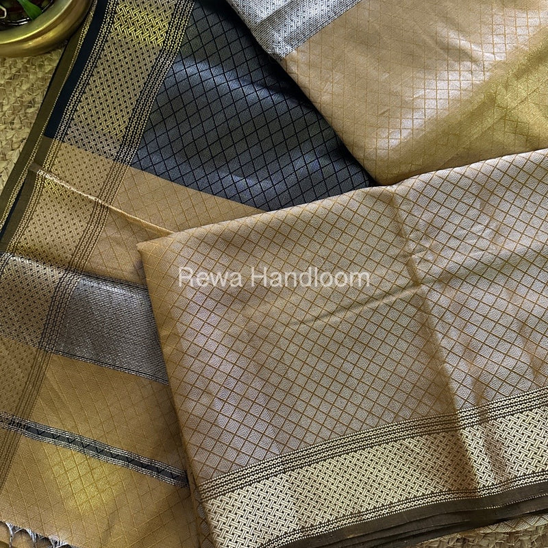 Maheshwari Mustard Yellow 4 Pedal Tissue Saree FBS014