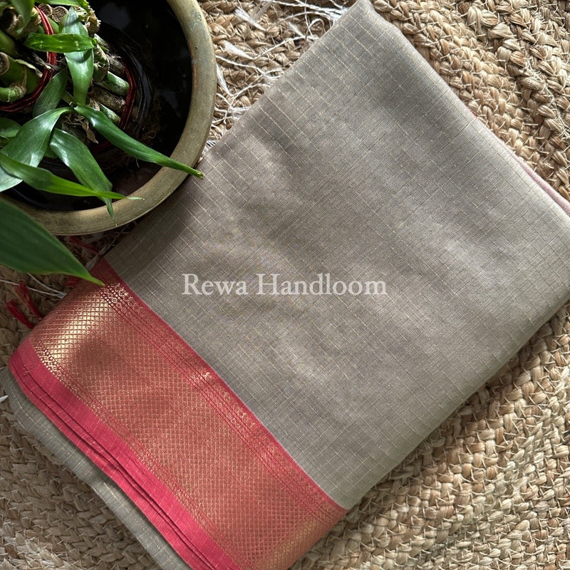 Maheshwari Beige Zari Checks Saree ZCHX215