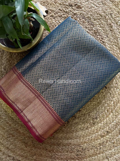 Maheshwari Rama Blue 4 Pedal Tissue Saree FBS01
