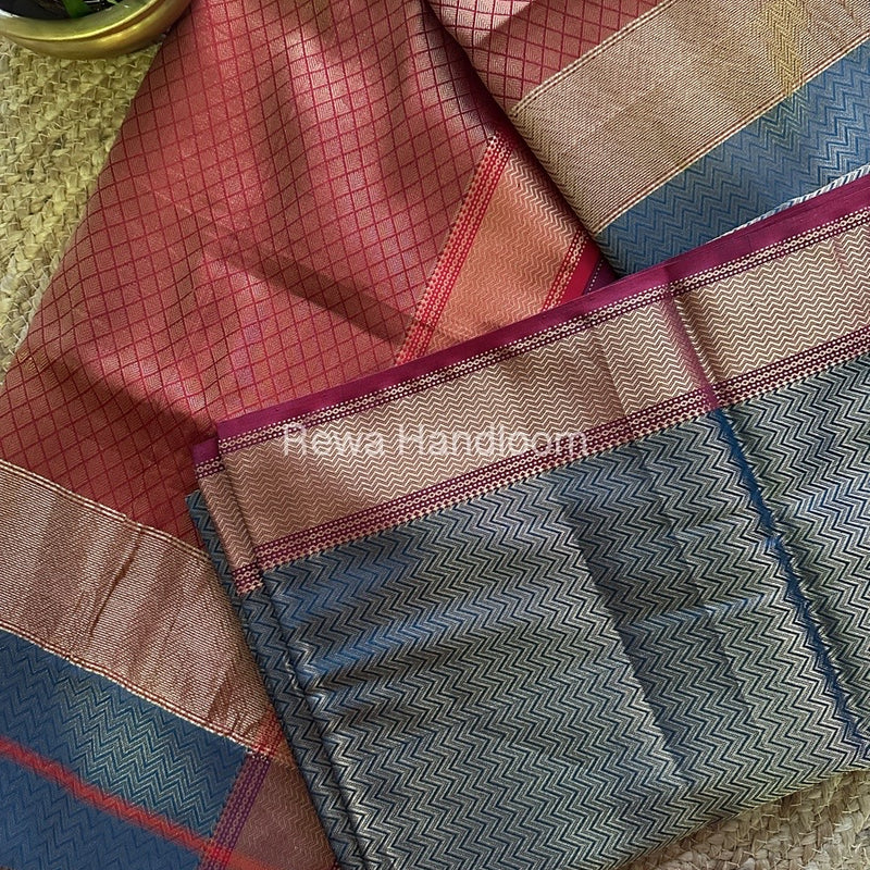 Maheshwari Rama Blue 4 Pedal Tissue Saree FBS01