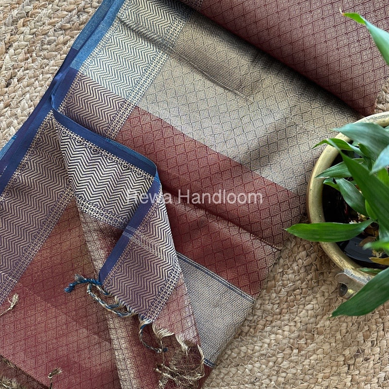 Maheshwari Maroon 4 Pedal Tissue Saree FBS08