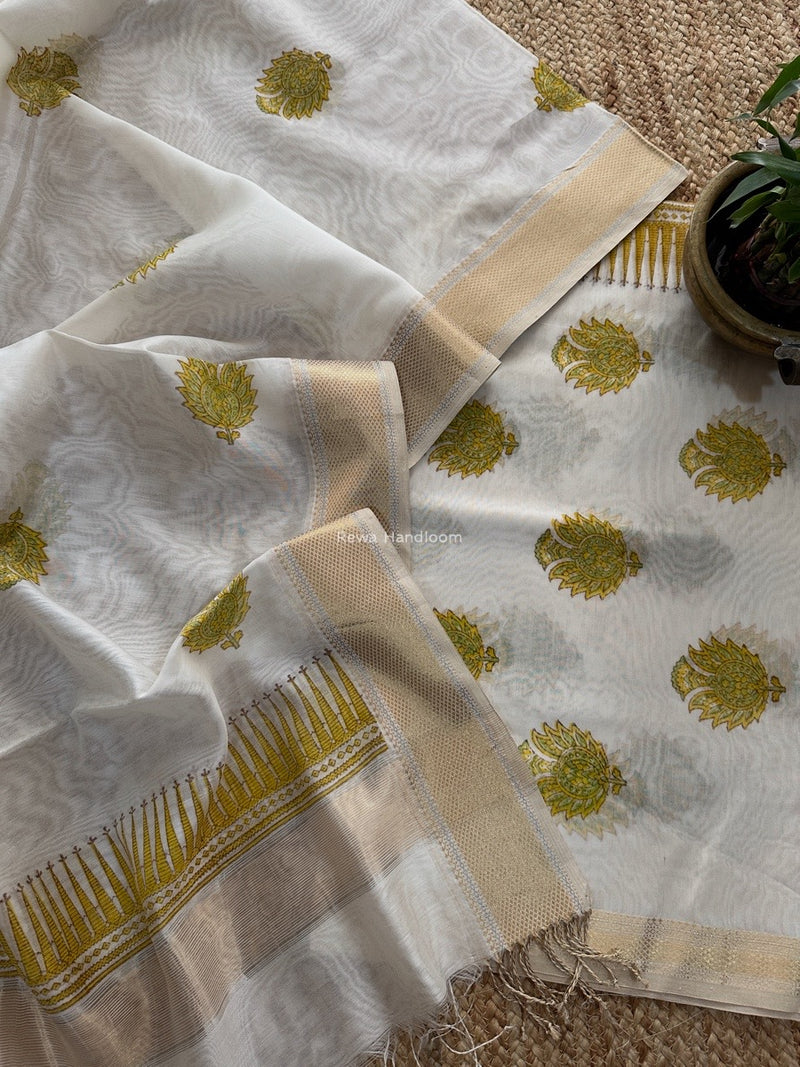 Maheshwari Handblock Print Top-Dupatta
