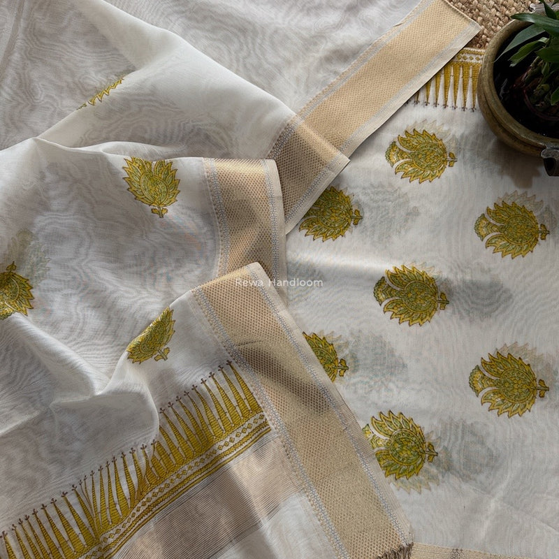 Maheshwari Handblock Print Top-Dupatta