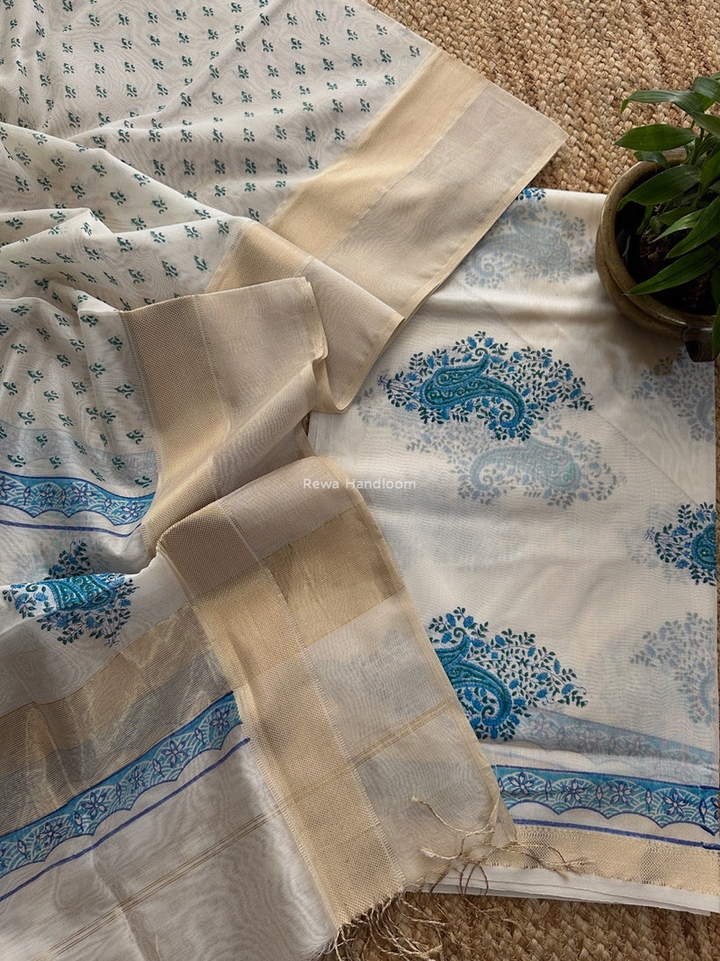 Maheshwari Handblock Print Top-Dupatta