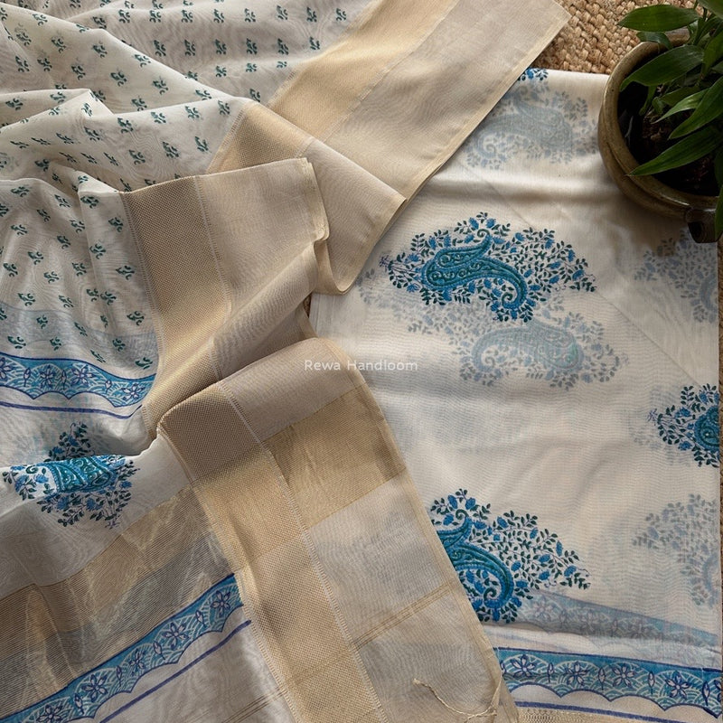 Maheshwari Handblock Print Top-Dupatta