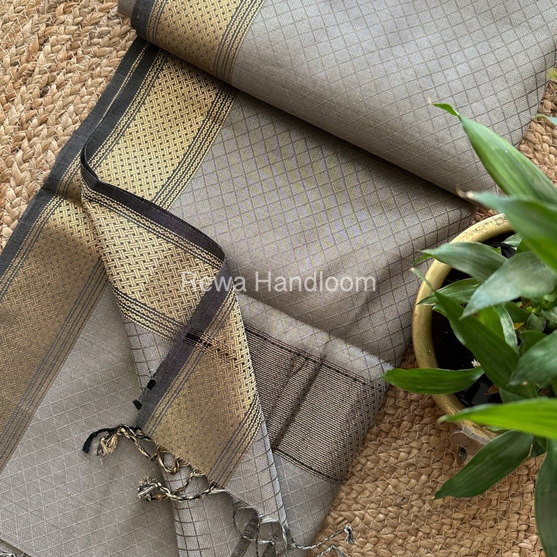 Maheshwari Grey 4 Pedal Tissue Saree FBS03