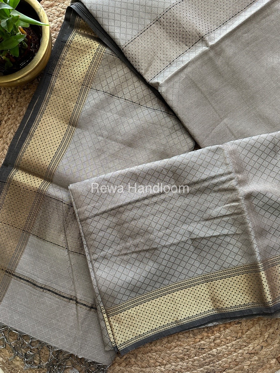 Maheshwari Grey 4 Pedal Tissue Saree FBS03