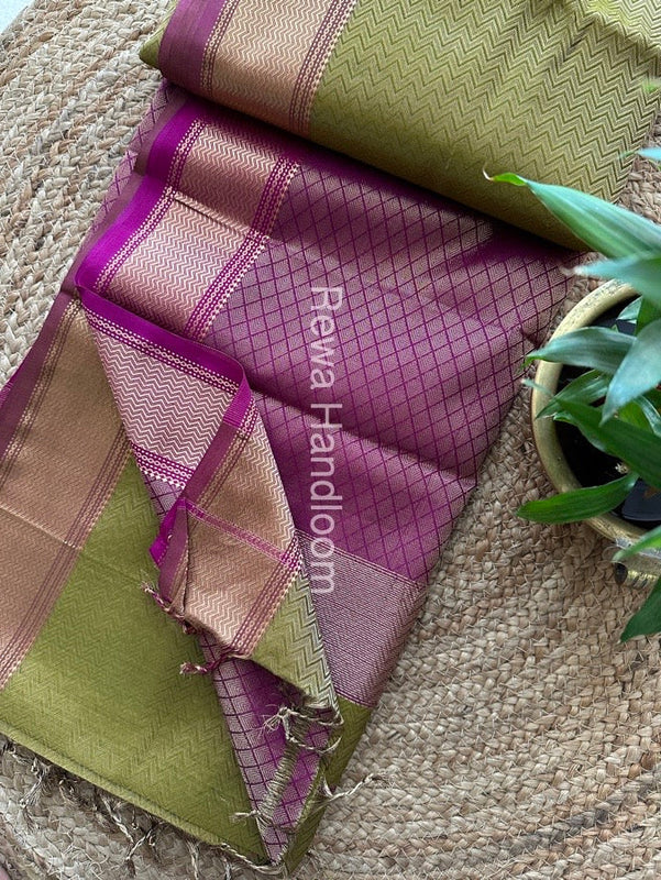 Maheshwari Mehendi Green 4 Pedal Tissue Saree FBS018