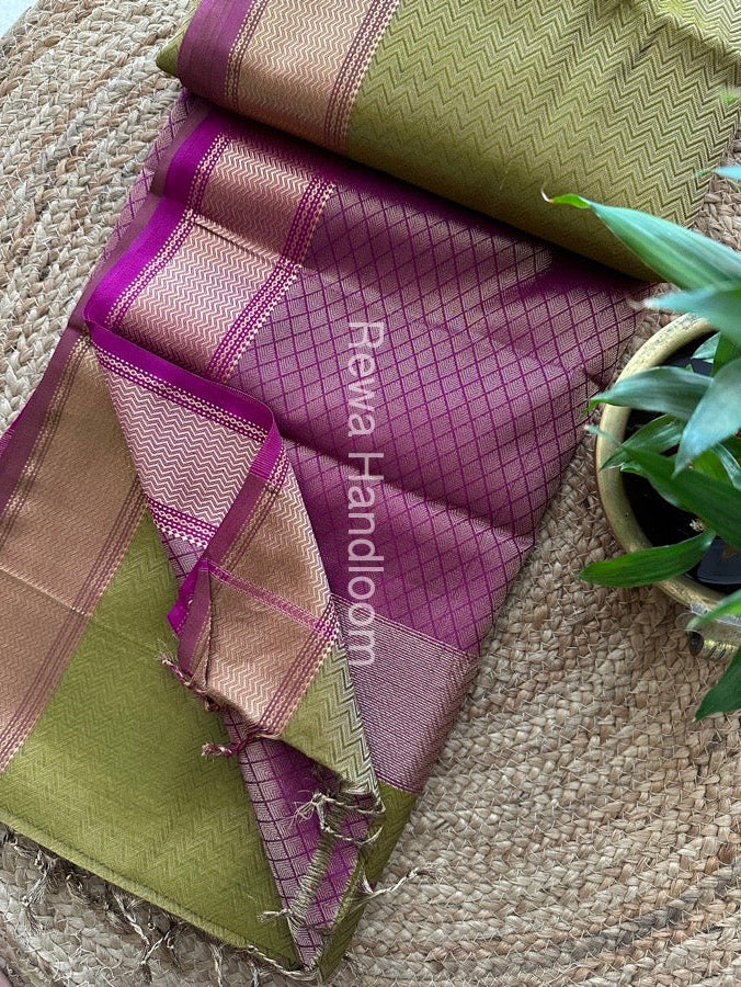 Maheshwari Mehendi Green 4 Pedal Tissue Saree FBS018