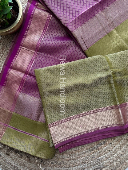 Maheshwari Mehendi Green 4 Pedal Tissue Saree FBS018