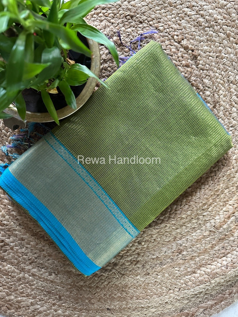 Exclusive Maheshwari Chutney Green Tissue Silk Saree ZTS00135